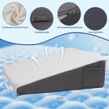 Wedge Pillow for Headboard, 7.5’’ Triangle Elevated Bed Wedge Pillow for Acid Reflux Relief, Sleeping, Post Surgery, Back Pain Relief, Snoring, Soft Memory Foam Top & Washable Breathable Cover, Grey