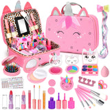 Heaning Kids Washable Makeup Girl Toys - Real Makeup Kit Kid Make up Set for Toddlers Children Princess Dress Up Christmas Birthday Gifts Toys for 3 4 5 6 7 8 9 10 11 12 Year Old Girls