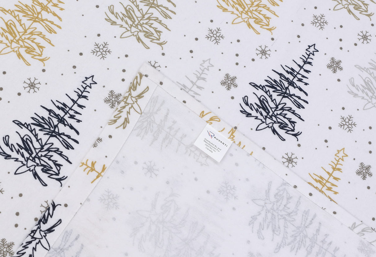 RUVANTI Flannel Sheets King Size - 100% Cotton Brushed King Size Sheets Set - Deep Pockets 16 Inches Bed Sheets - All Seasons Breathable & Extra Soft - Warm & Cozy, 4 Piece, Christmas Tree