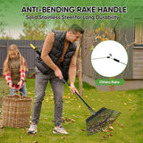 Coopvivi Garden Leaf Rakes, 6FT Rake for Lawns Heavy Duty 25 Metal Tines 18.5 inch Wide, Adjustable Steel Handle, Rakes for Leaves, Gathering Shrub, Grass, Yard