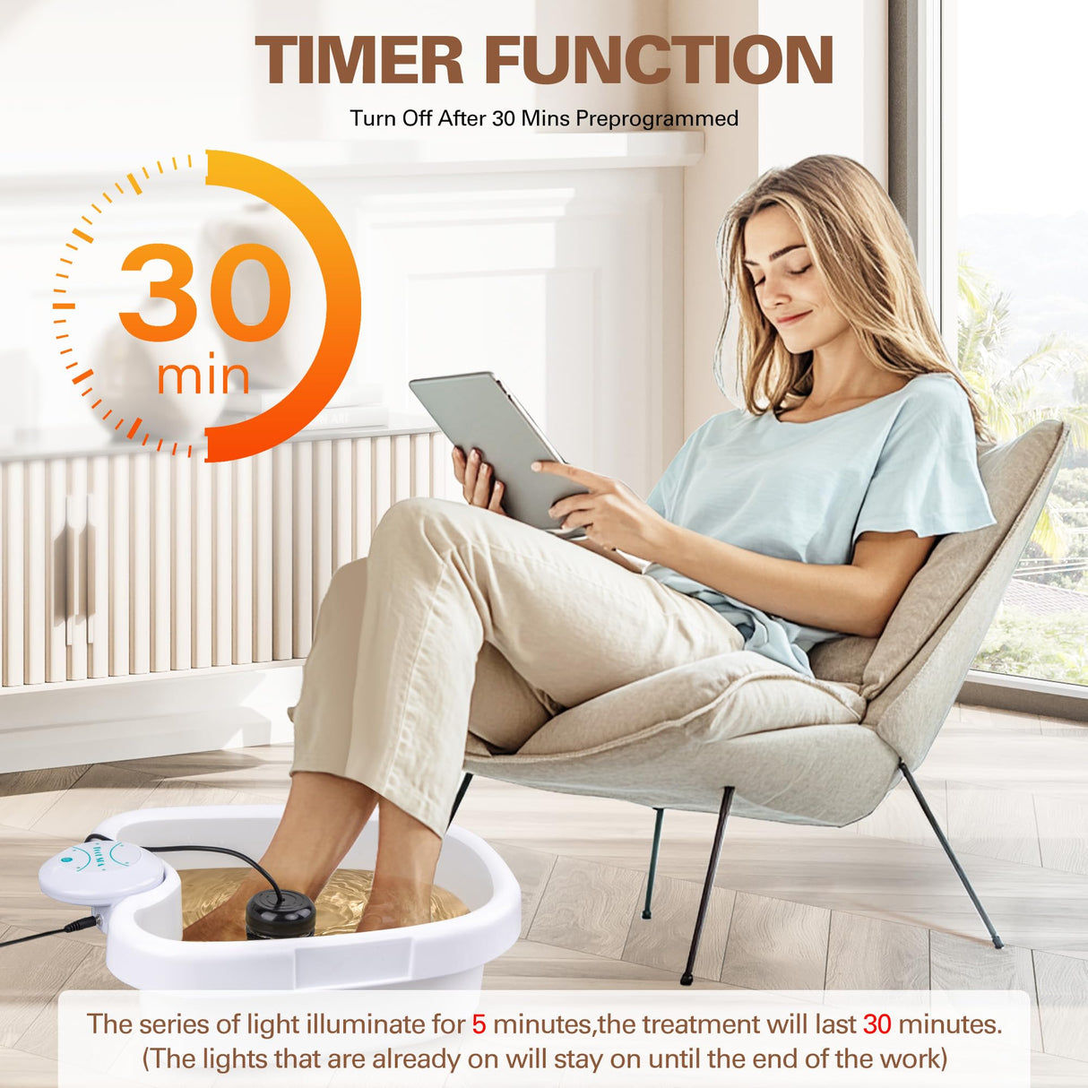 Idudbid Ionic Foot Bath Detox Machine - Suitable for Home Use, Home Salon-Level Spa Detox Machine, Healthy Detoxification, with Foot Bath, Array * 2, Liner