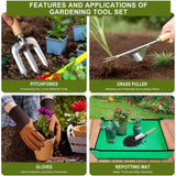 Kynup Gardening Tools, Garden Tools Set-9 Piece Gardening Gift for Women, Gardening Kit Ideal Hand Gardening Spades, Thickened Stainless Steel, Rust-Proof, Garden Supplies, Essentials, Garden Stuff