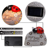TERESA'S COLLECTIONS Garden Decor, Cute Ladybug Garden Decor with Solar Light, Waterproof Resin Garden Statue, Ladybug Gifts, Garden Gifts for Women Mom, Indoor/Outdoor, 5.1"
