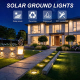 OULONGER Solar Lights Outdoor Waterproof, 12 Pack Solar Ground Lights with Large Capacity Battery, High Efficiency Solar Powered Lights for Outdoor Garden, Patio, Pathway and Yard (Warm Light)