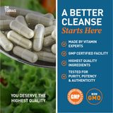 Dr. Tobias Colon 14 Day Cleanse, Advanced Gut Cleanse Detox for Women & Men with Cascara Sagrada, Psyllium Husk, Senna Leaf & Probiotics, Non-GMO Colon Cleanse, 4 Bottles of 28 Capsules (1-2 Daily)