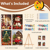 Reivworl 4 Pack Framed Paint by Numbers for Adults with Wooden Easel, Christmas Paint by Numbers Kit for Adults Beginner, Acrylic Painting by Number for Home Decor 8X12 Inch