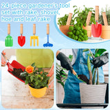 Motionchic 24 Pcs 8" Kids Gardening Tools, Metal Beach Sandbox Digging Toys with Wooden Handle, Including Shovel, Rake, Fork and Trowel, Garden Sand Snow Tools for Children Gift Outdoor Gardening