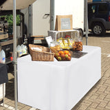 HolidayIdeas Fitted White Tableclothes - 72 x 30 Inch - 2 Pack Rectangle Table Covers for 6 Foot Tables, Polyester Fabric Tablecloths for Christmas, Parties, Wedding, Trade Show