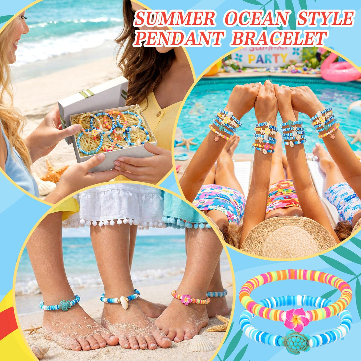 Whimsibelle 32 Pcs Hawaiian Friendship Bracelets Beach Pool Party Favor
