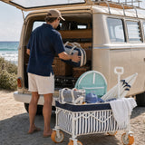 DEER LAND Beach Wagon for Sand with 6.7" Fat Tires, Collapsible Beach Cart