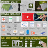 Survival Kit, 268 Pcs Emergency Survival Gear and Equipment Supplies with First Aid Kit, Camping Axe, Headlamp, Tent, Crossbody Bag for Camping Hiking, Hunting, Car, Gift for Christmas Men, Dads, Him