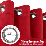 YoungsTex Red Velvet Curtains 84 Inch Length 2 Panels for Living Room, Thermal Insulated Drapes with Gommet Blackout Window Treatments Christmas Decor for Dining Bedroom, 52 X 84 Inch