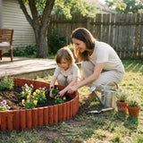 WORTH Garden Edging Border 7.9" H x 42" L, Flexible Short Wood Fence Roll Brick Red Finish, Wooden Lawn Edging for Landscaping, Wood Edging Borders for Flower Beds, Lawn & Tree Borders
