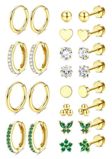 Jstyle Hypoallergenic Flat Back Earrings for Women Gold Earring Stacks 4