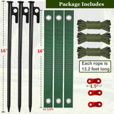 Tree Stakes and Supports, Heavy Duty Tree Stakes Kit Include 3Pcs Tree Straps for Staking, 3Pcs 16" Steel Spikes, and 39Ft Rope, Tree Supports for Young Tree Anti Strong Wind, Bad Weather