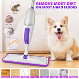 Microfiber Spray Mops for Floor Cleaning - SEVENMAX Dry Wet Floor Mop with Sprayer 3 Washable Pads fit Swiffer Powermop for Hardwood Laminate Tile Wood Vinyl Ceramic Home Kitchen Cleaning