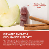 Nitric Oxide Gummies for Men and Women with L-Arginine and Beet Root - NO Gummies for Endurance and Recovery - 90 Count - Green Apple and Cinnamon Flavor - Vegan, Non-GMO, 1 Month Supply