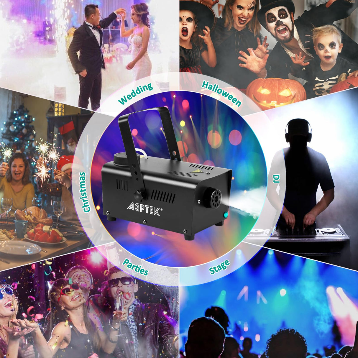 AGPTEK Fog Machine, 500W Smoke Machine with Wireless Remote & Automatic Spray Function, Great for Halloween, Christmas, Wedding, Parties, DJ Performance & Stage Show
