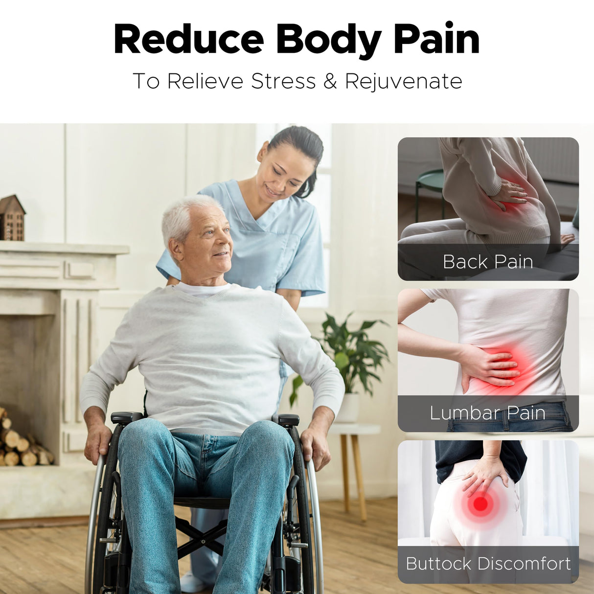 Sunlit Seat Jello, Gel Seat Cushion & Back Cushion for Long Sitting with Non-slip Cover, Gel Cushions for Wheelchair Office Chair Car Seat, Reduce Tailbone Pressure Orthopedic Sciatica Hip Pain Relief