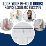 (2- Pack) - Safety Innovations Bi-fold Door Lock - Closet Protection Child and Pet Proof Bi-fold Door Lock - Tool-Free Installation - Unbreakable Clear Polycarbonate - for 1 3/8" Thick Wood Doors