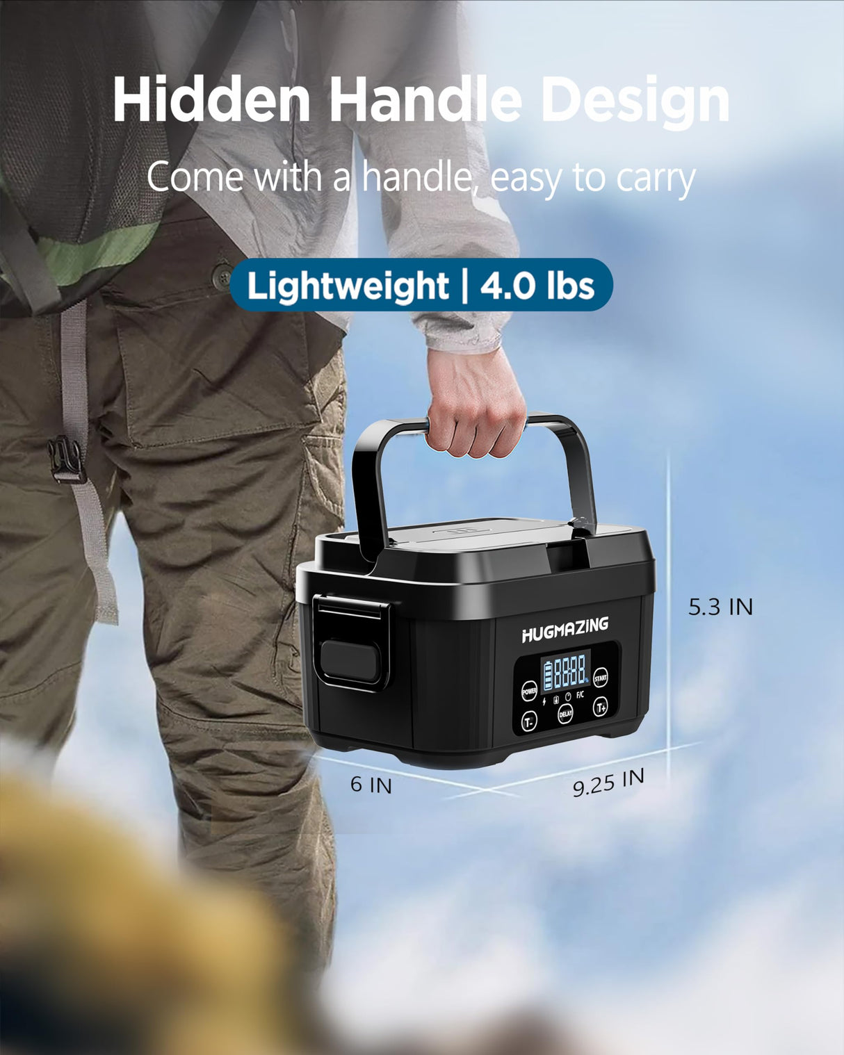 Hugmazing Cordless Electric Lunch Box – Rechargeable Self-Heating Food Warmer with 1100ML SS Container, Battery-Powered Heated Lunch Box, Perfect for Travel, Office Meals for Adults, Men & Women