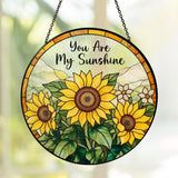 Sunflower Gifts for Women - Mothers Day, Birthday Gifts for Mom, Grandma, Mama, Step Mom, Mother in Law from Daughter Son - Sunflowers Suncatcher Stained Glass Window Hanging Decor