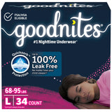 Goodnites Girls' Nighttime Bedwetting Underwear, Size Large (68-95 lbs), 34 Ct (2 Packs of 17), Packaging May Vary