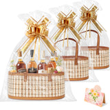 Orchidleaf 3 Set Baskets for Gifts Empty, Gift Empty Bamboo Basket Large, Foldable Woven Gift Basket with Handle for Baby Baptisms, Mother's Day, Christmas, Housewarming