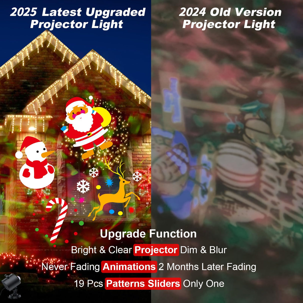 Brighter Christmas Projector Lights Outdoor,2025 Upgrade Holiday Projectors with 19HD Slides (Ocean Wave & Patterns), Weatherproof Christmas,Halloween Projector,Christmas Decorations for Light Show