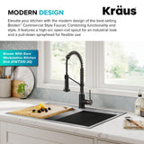 KRAUS Bolden Commercial Style 2-Function Single Handle Pull Down Kitchen Faucet in Matte Black/Black Stainless, KPF-1610MBSB (Pack of 1)