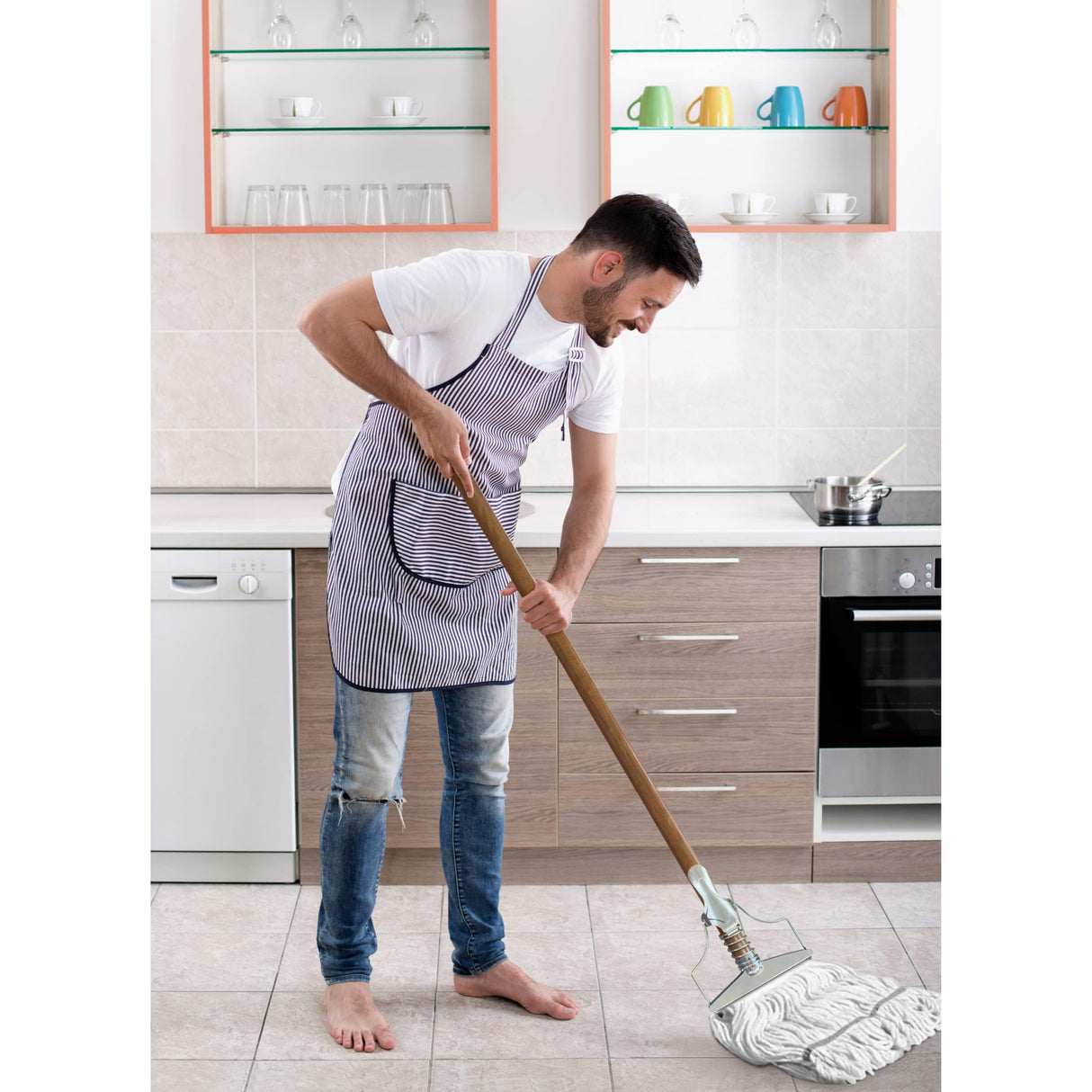 ILOT 59" Mop Spring Commercial Grade Mop Handle Pack of 2 Industrial Strength Wooden Handle Wet Mops for Floor Cleaning Heavy Duty (Mop Heads Not Included)