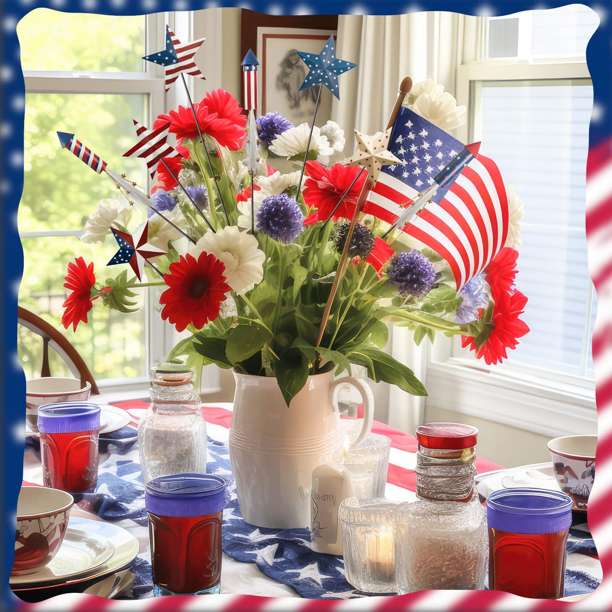 Shimeyao 8 Pcs Metal 4th of July American Garden Stakes Patriotic Metal Garden Signs 12 Inch Barn Star Independence Day Yard Signs Outdoor Decor for Home Lawn Porch Holiday Front Backyard