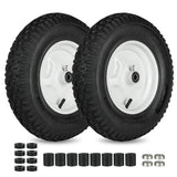 LotFancy 4.80/4.00-8 Tire and Wheel, 2 Pack 16 Inch Pneumatic Wheelbarrow Replacement Wheels, 5/8" Bearings, Adjustable 3" to 7" Centered Hub, for Wheelbarrows, Garden Carts, Yard Wagons