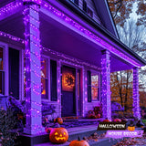 JMEXSUSS 500 LED Purple Halloween Lights, 173ft 8 Modes Halloween String Lights Outdoor Waterproof, Green Wire Purple LED Christmas Tree Light for Indoor Party House Christmas Decorations