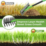 Thatch Rake, 51" Lawn Thatching Rake for Cleaning Dead Grass, 13 Inch Wide Heavy Duty 21 Teeth Steel Metal Rakes, Landscaping Raking Garden Tools for Lawn Care Loosening Leveling Soil Mulch