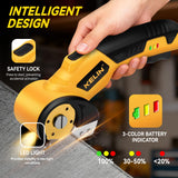 2026 New 3000mAh Cardboard Box Cutter with 2 Titanium Blades, Cordless Electric Scissors with Safety Lock & LED Light, Storage Box, 300RPM, 4V, Cutter for Fabric Carpet Carton Plastic Leather Cloth