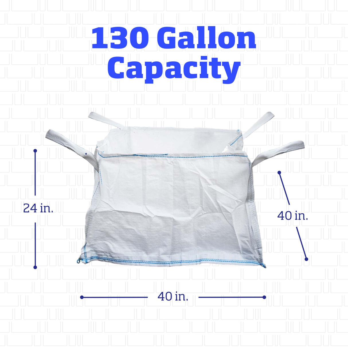 DURASACK Concrete Washout White Bag 130-Gallon Open Top Flat Bottom Woven Polypropylene Construction Demo Contractor Bag with Plastic Liner