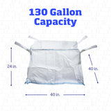 DURASACK Concrete Washout White Bag 130-Gallon Open Top Flat Bottom Woven Polypropylene Construction Demo Contractor Bag with Plastic Liner
