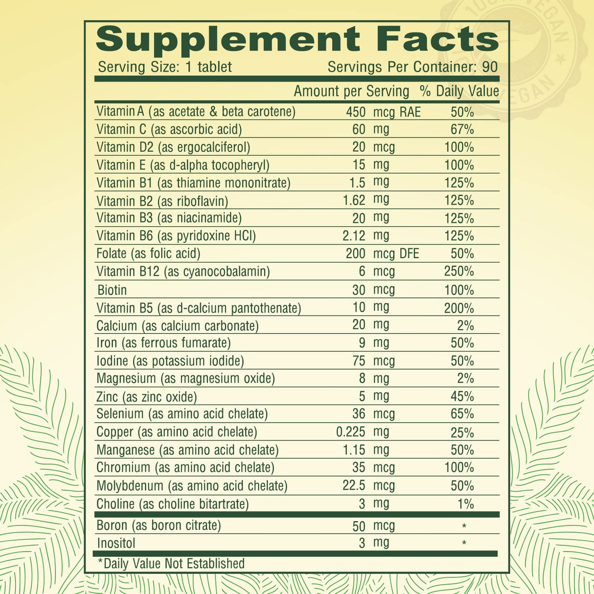 DEVA Tiny Tablets Vegan Multivitamin for Women & Men 2-Pack with Iron, Vitamin C, E, B Complex Vitamins, Zinc, 90 Tablets Each