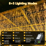 115FT 300LED Warm White Christmas String Fairy Lights Indoor/Outdoor, Waterproof with 8 Modes, Clear Wire Plug in Twinkle Light for Outside Garden Bedroom Christmas Tree Decorations