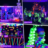 YAYIT 50W Black Lights with Switch+Plug, IP66 Waterproof, LED Blacklight Flood Light for Glow Party, Halloween, Bedroom, Fluorescent Poster, Body Paint, 2 Pack