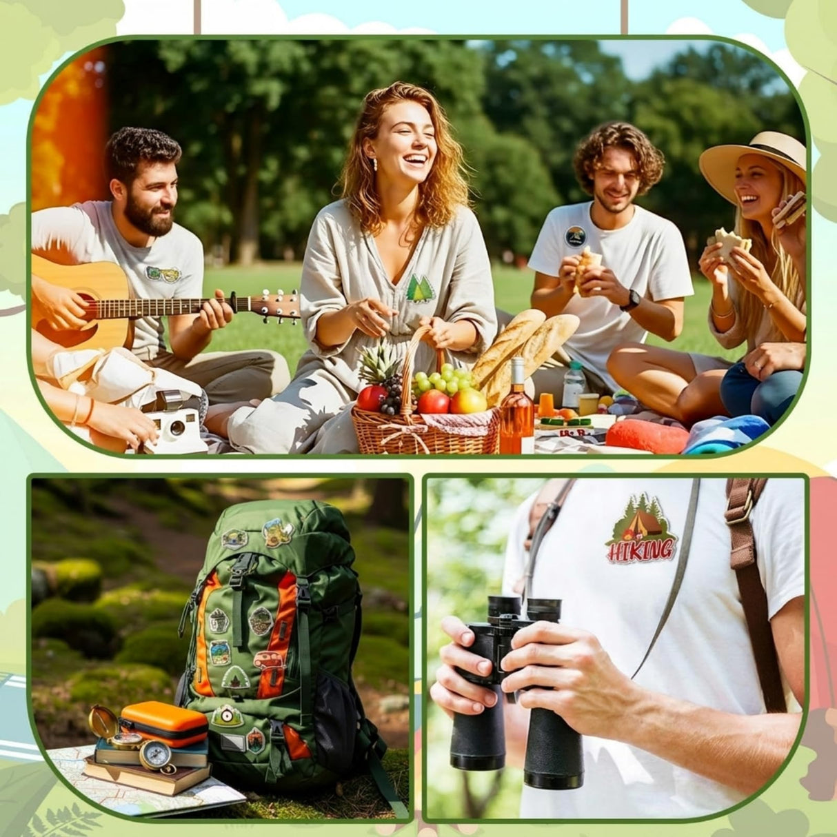 Cunno 100 Pcs Camping Pins Funny Outdoors Camp Adventure Brooch Pins Lapel Pin for Camping Adventure Birthday Party Decorations Gift Hat Jacket Clothes Backpacks Decor Accessories
