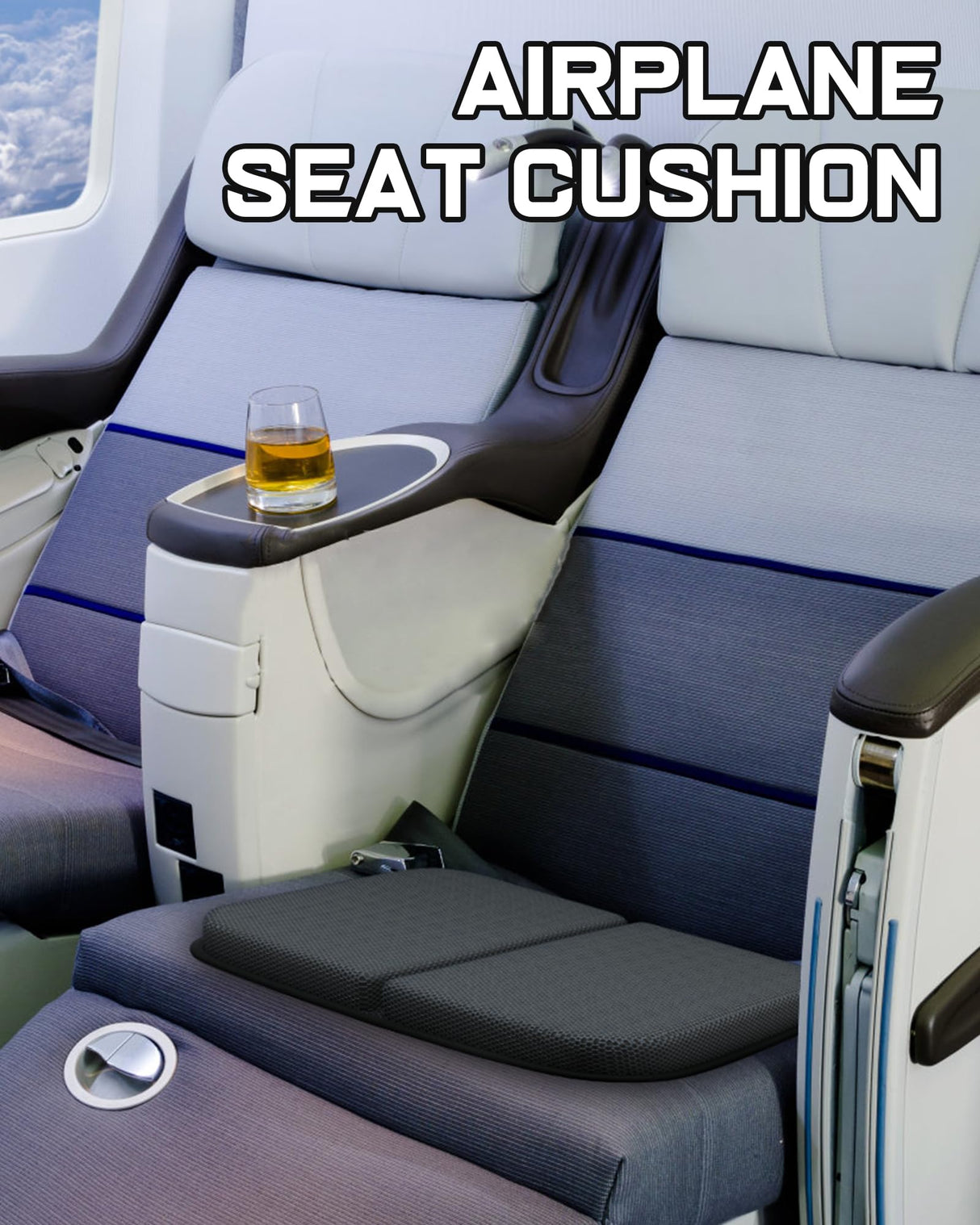 WISIMMALL Gel Seat Cushion, Portable Travel Cushion for Long Sitting, Thick & Foldable, 14.5" x 10.5" Large Size Chair Seat Cushion for Office Chair Car Wheelchair, Relief Sciatica Coccyx Pain