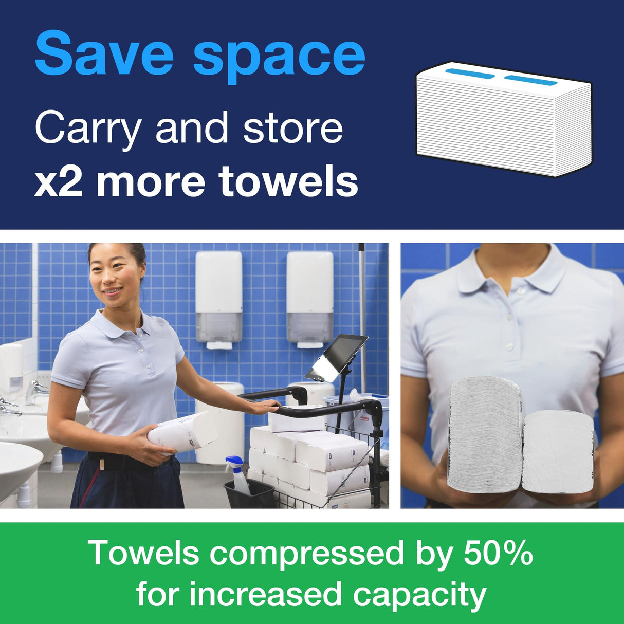 Tork PeakServe Continuous Hand Towel White H5, Advanced, Compressed, 12 x 410 sheets, 105065