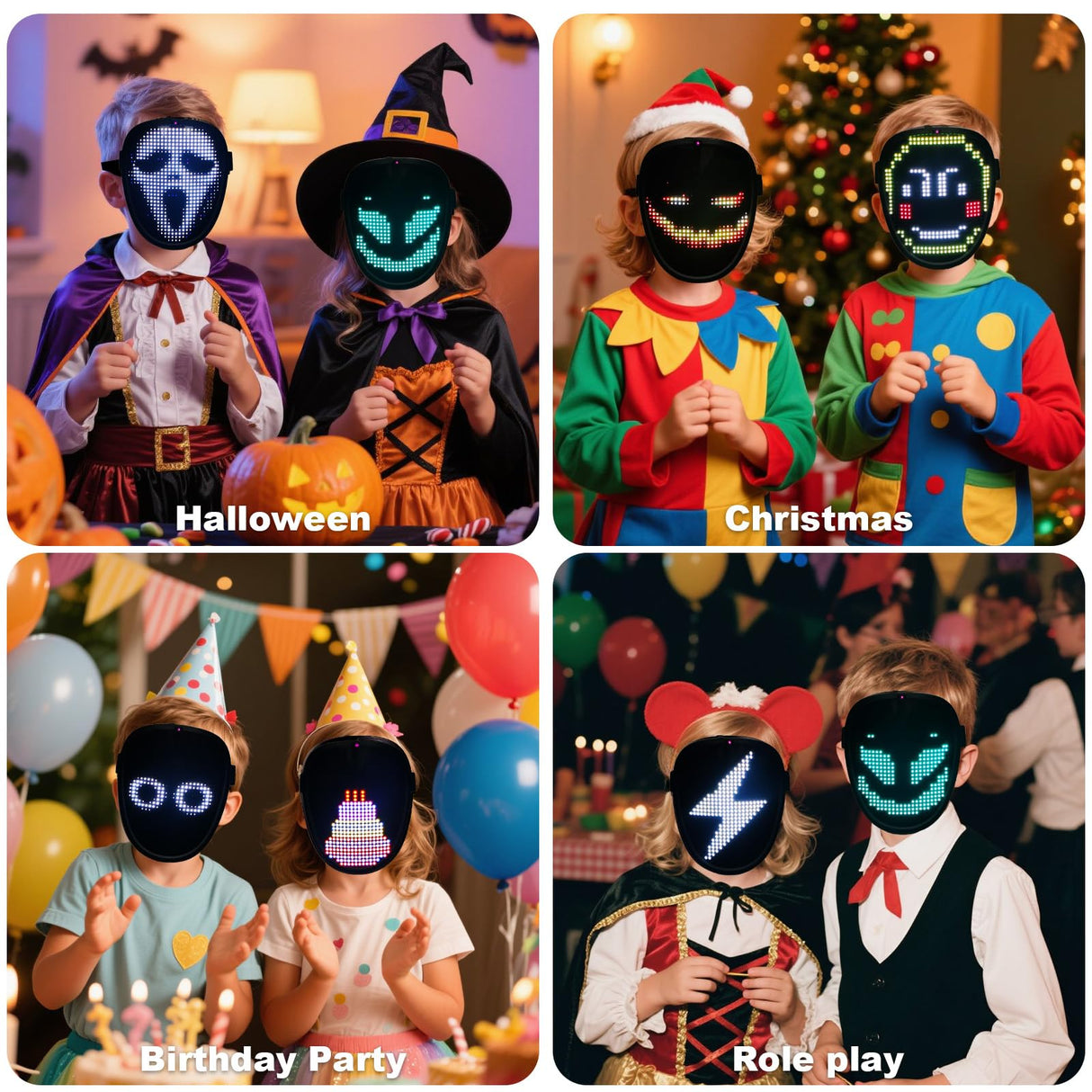 JDBMAOYE Led Mask For Kids,Lighted Up Mask - Led Masks With Gesture Sensing For Halloween Costume Christmas Cosplay Party Cool Gifts