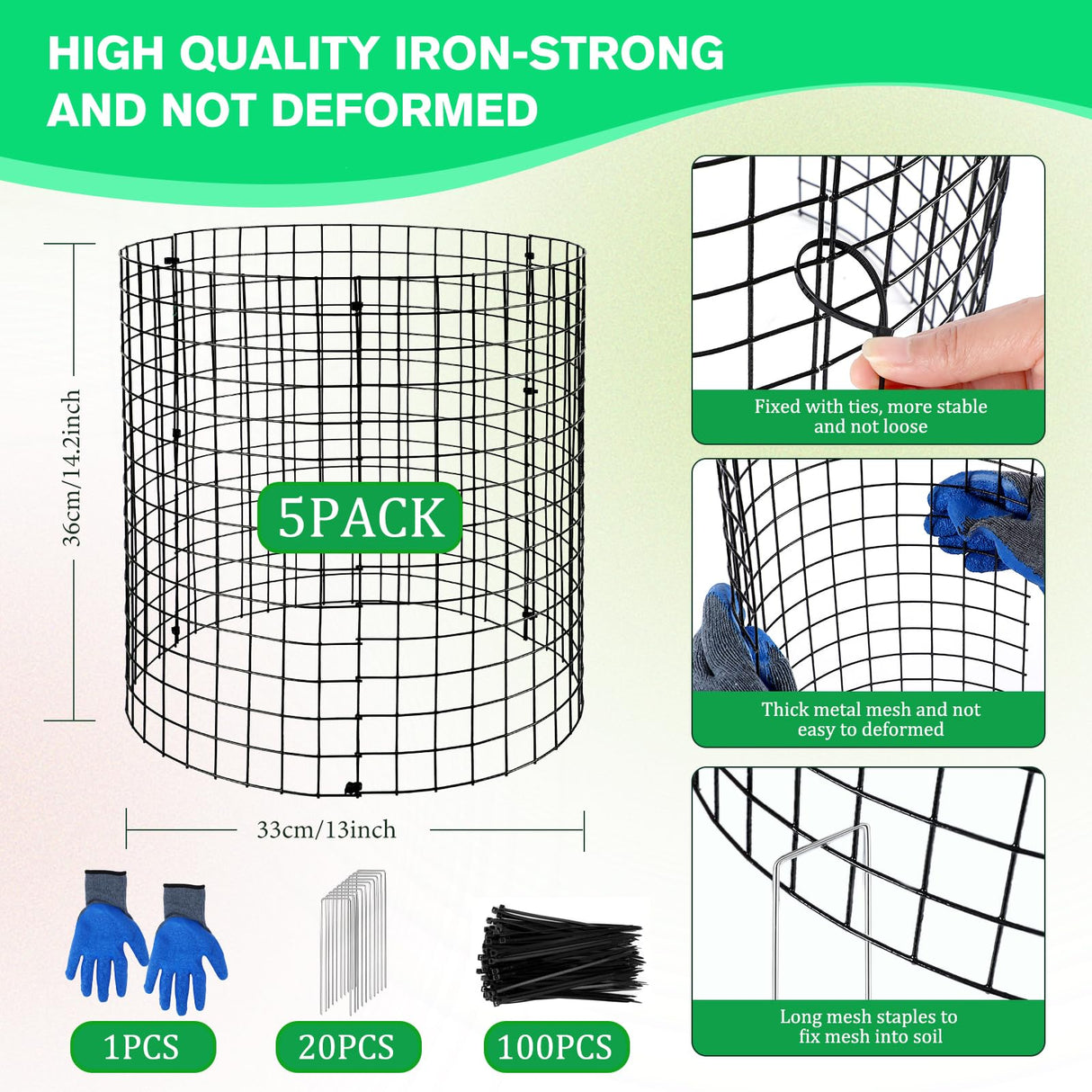 Mwellewm 15Pcs Plant Protectors from Animals Metal Plant Cages for Outdoor Plants Plant Cage & Supports Keep Animal Out Garden Wire Mesh Protection from Rabbit Chicken Squirrel Tree Flower