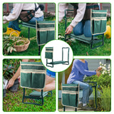 Gzdisbek Garden Kneeler and Seat, Portable Foldable Gardening Kneeling Bench Stool with Tool Pouch and EVA Foam Kneeling Pad, Gardening Gifts for Women, Men, Gardeners, Seniors
