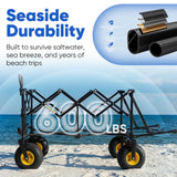 Sekey Heavy Duty Beach Wagon with 9" Big Sand-Proof Wheels, 300L Oversized Foldable Beach Cart with Cooler| Adjustable Handle & Balloon Tires for Sand, Camping,Vacation
