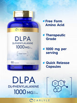 Carlyle DL-Phenylalanine | 1000mg | 180 Capsules | Non-GMO and Gluten Free Formula | DLPA Free Form Supplement
