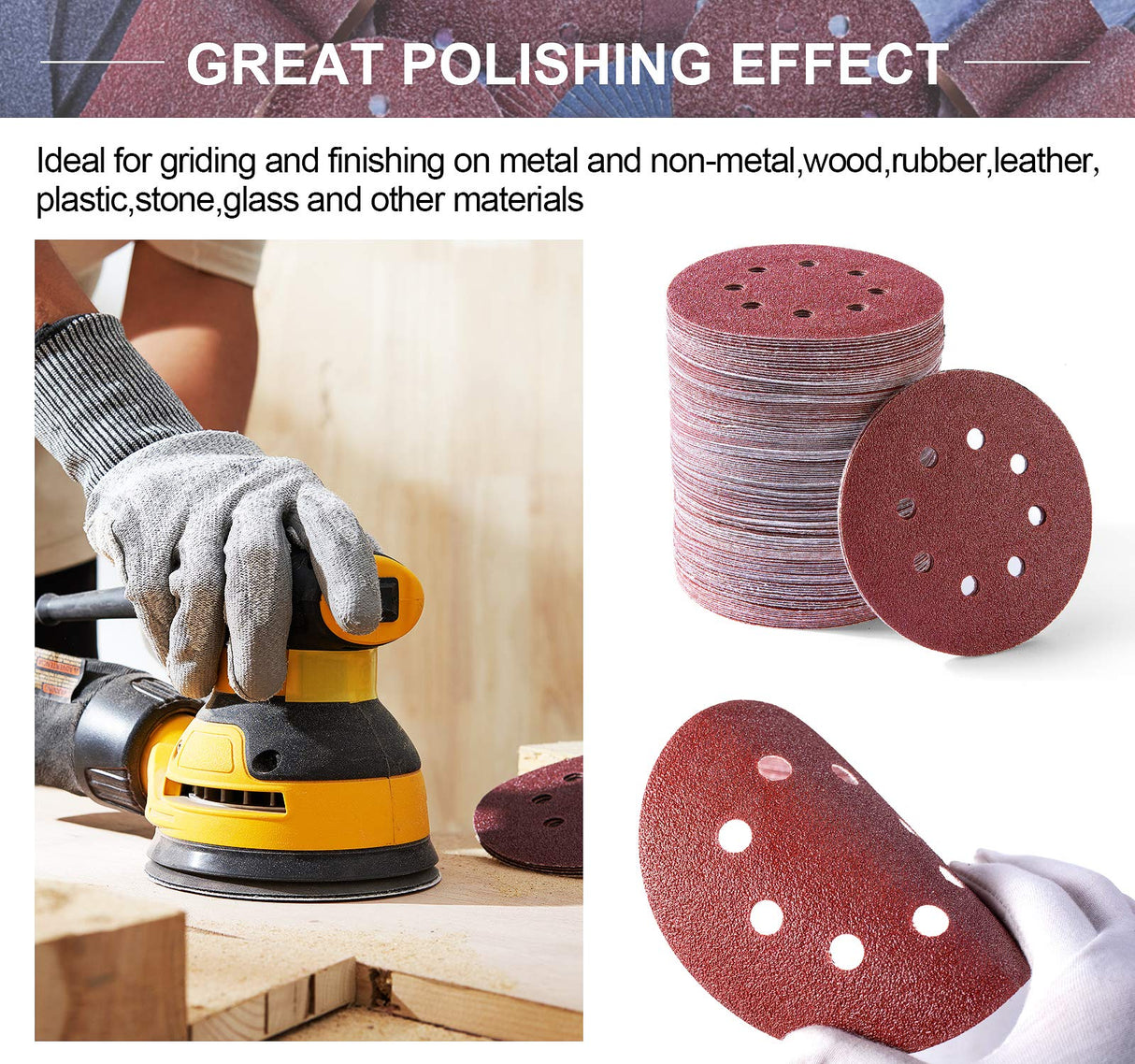 S SATC 150 PCS Sanding Disc 60 80 100 120 150 180 240 320 400 600 Grit Sanding Discs 5 Inch 8 Hole Hook and Loop Sanding Discs for Random Orbital Sander